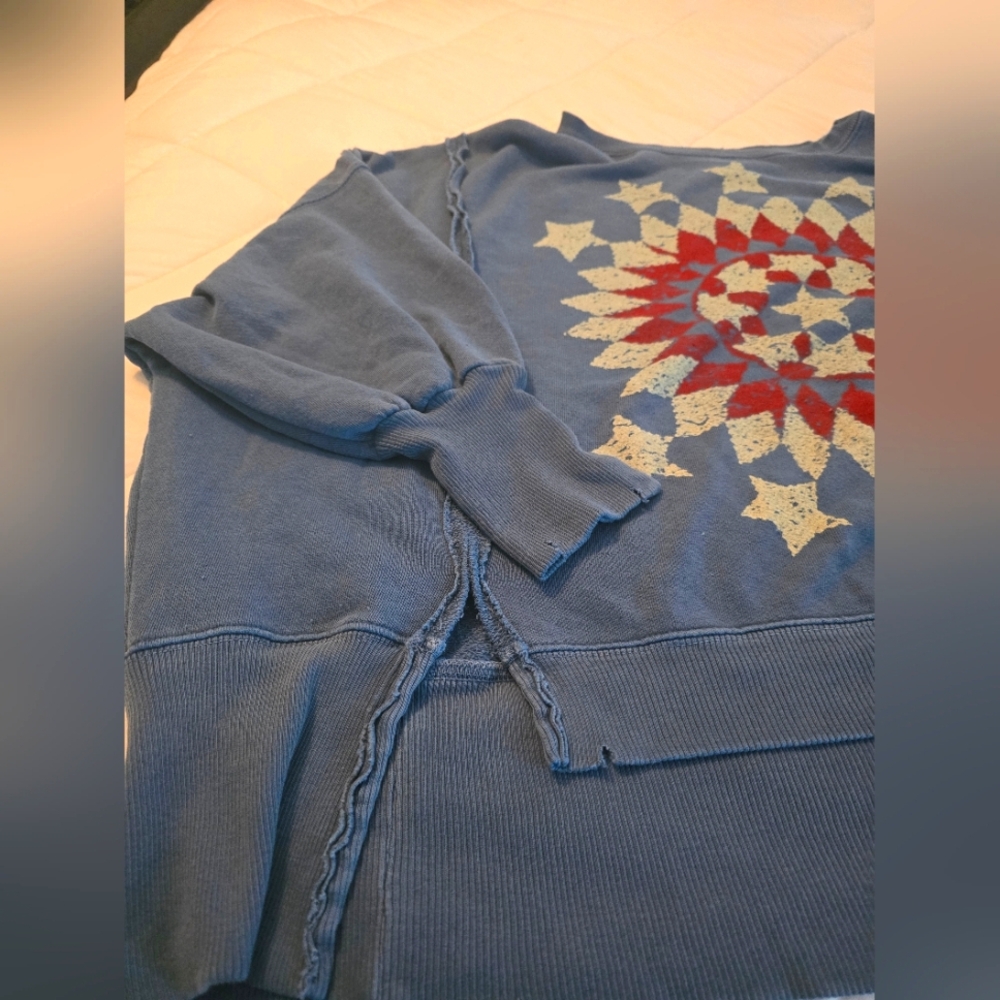 NWOT Free People Graphic Camden Ink Blue Combo - Picture 6 of 12